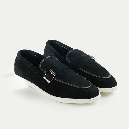 Capri | Suede Leather Monk-Strap Loafers | 33306 Onyx Black