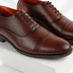 Commander | Leather Cap-Toe Derby Lace-Ups | 35051 Brown