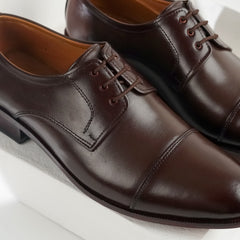 Diplomat | Full Leather Classic Polished Cap-Toe Lace-Ups | Z-0074 Brown