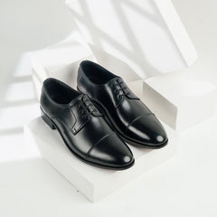 Diplomat | Full Leather Classic Polished Cap-Toe Lace-Ups | Z-0074 Black