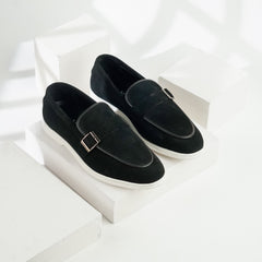 Capri | Suede Leather Monk-Strap Loafers | 33306 Onyx Black
