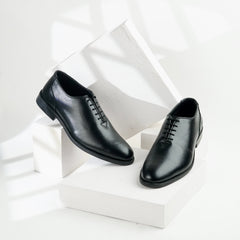 Zenith | Polished Plain-Toe Wholecut Oxfords | 3251 Black
