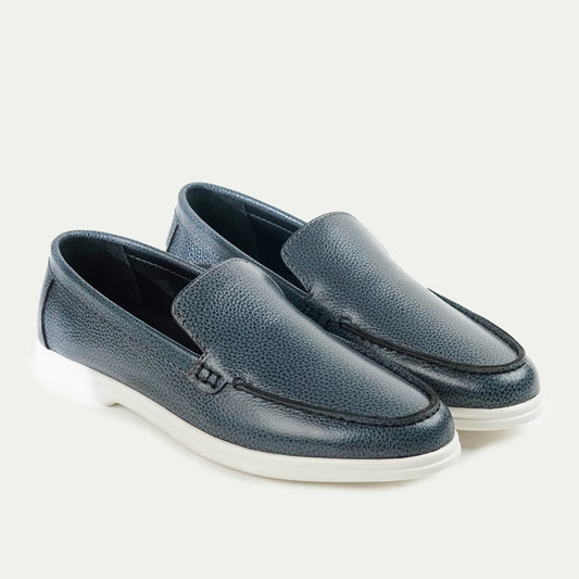 Riviera | Deck-Style Pebble Grain Leather Loafers | 33304 Graphite Grey