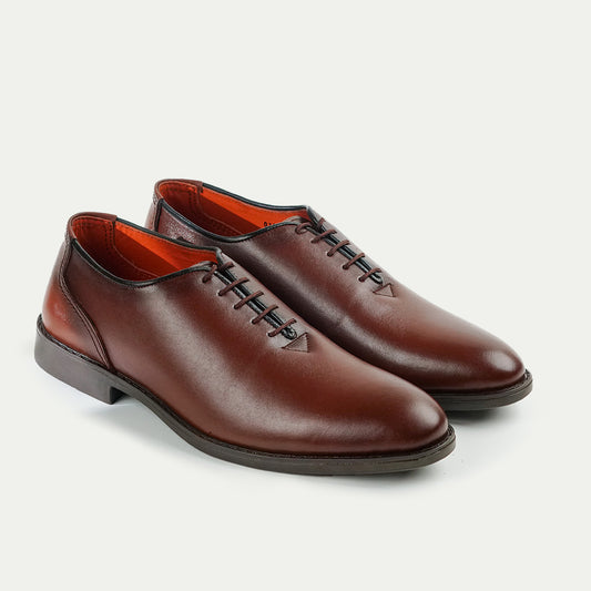 Zenith | Polished Plain-Toe Wholecut Oxfords | 3251 Brown