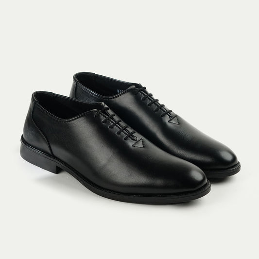 Zenith | Polished Plain-Toe Wholecut Oxfords | 3251 Black