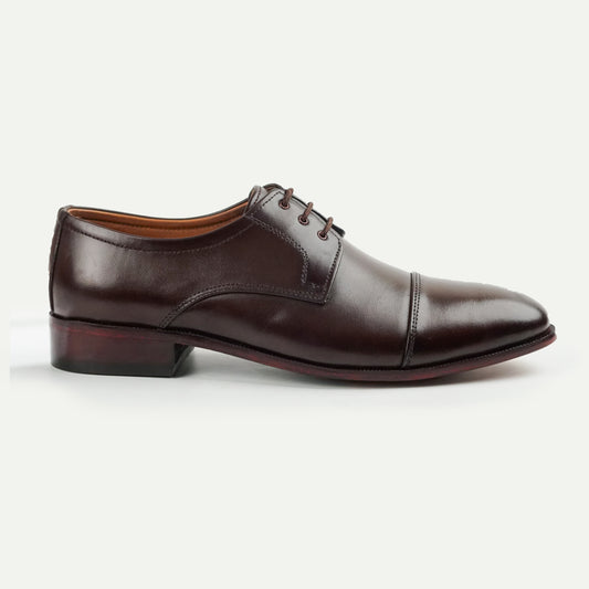 Diplomat | Full Leather Classic Polished Cap-Toe Lace-Ups | Z-0074 Brown