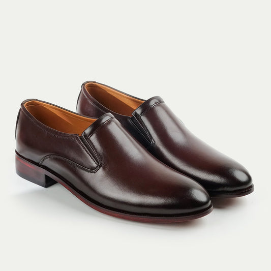 Aurelius | Full Leather Plain Toe Loafers | Z-0010 Brown