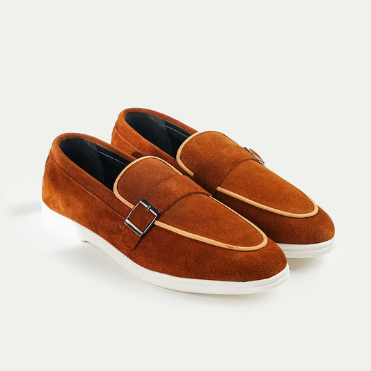 Capri | Suede Leather Monk-Strap Loafers | 33306 Terracotta Tan