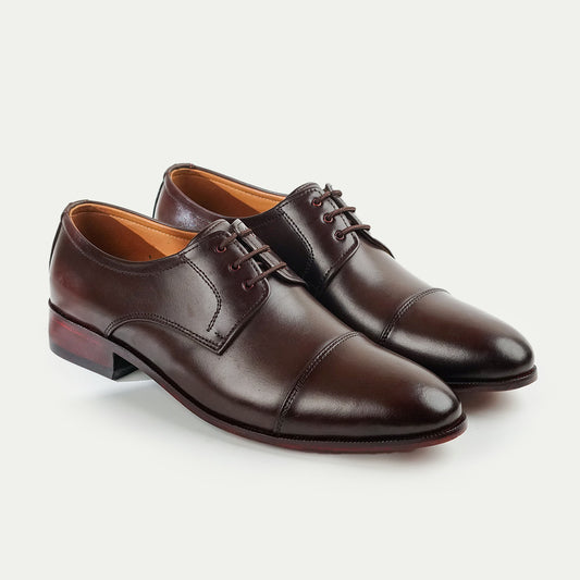 Diplomat | Full Leather Classic Polished Cap-Toe Lace-Ups | Z-0074 Brown