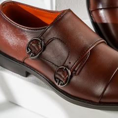 Cavalier | Leather Double Monk Strap Loafers | 34052 Brown