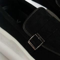 Capri | Suede Leather Monk-Strap Loafers | 33306 Onyx Black