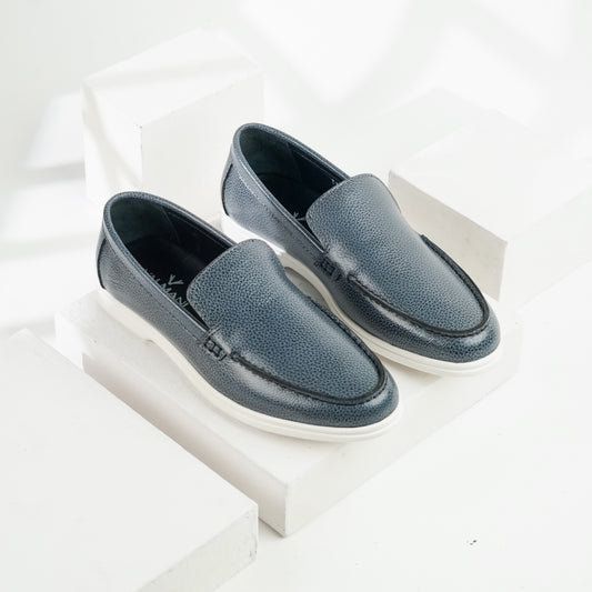 Riviera | Deck-Style Pebble Grain Leather Loafers | 33304 Graphite Grey