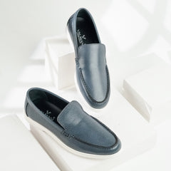 Riviera | Deck-Style Pebble Grain Leather Loafers | 33304 Graphite Grey