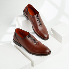 Zenith | Polished Plain-Toe Wholecut Oxfords | 3251 Brown