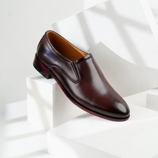 Aurelius | Full Leather Plain Toe Loafers | Z-0010 Brown