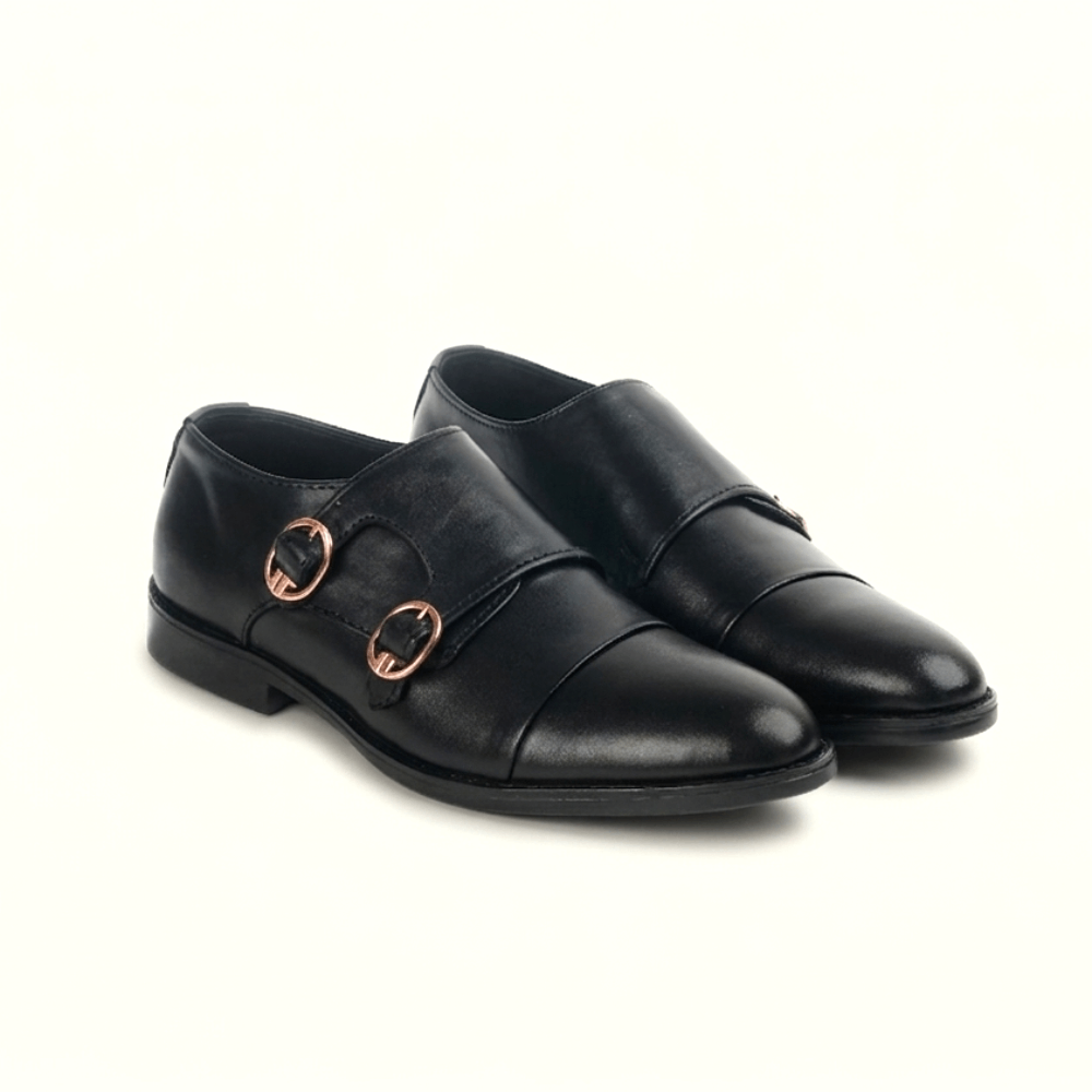Cavalier | Leather Double Monk Strap Loafers | 34052 Black